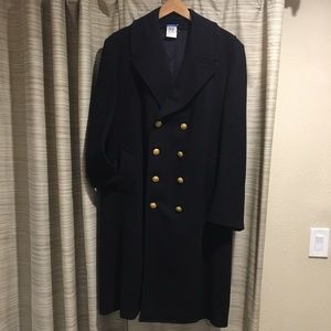 Long Navy Blue Pea coat.